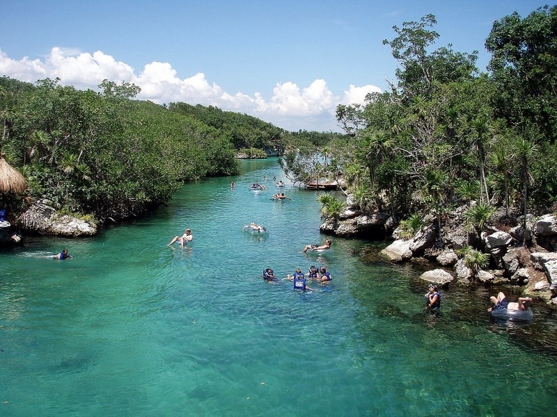 Tubing snorkeling at Xel-Ha National Aquarium Mexico